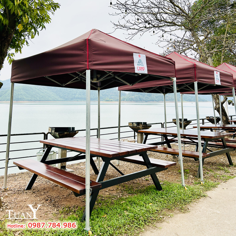 Nhà bạt rút gọn 4m vuông dùng cắm trại, picnic siêu bền