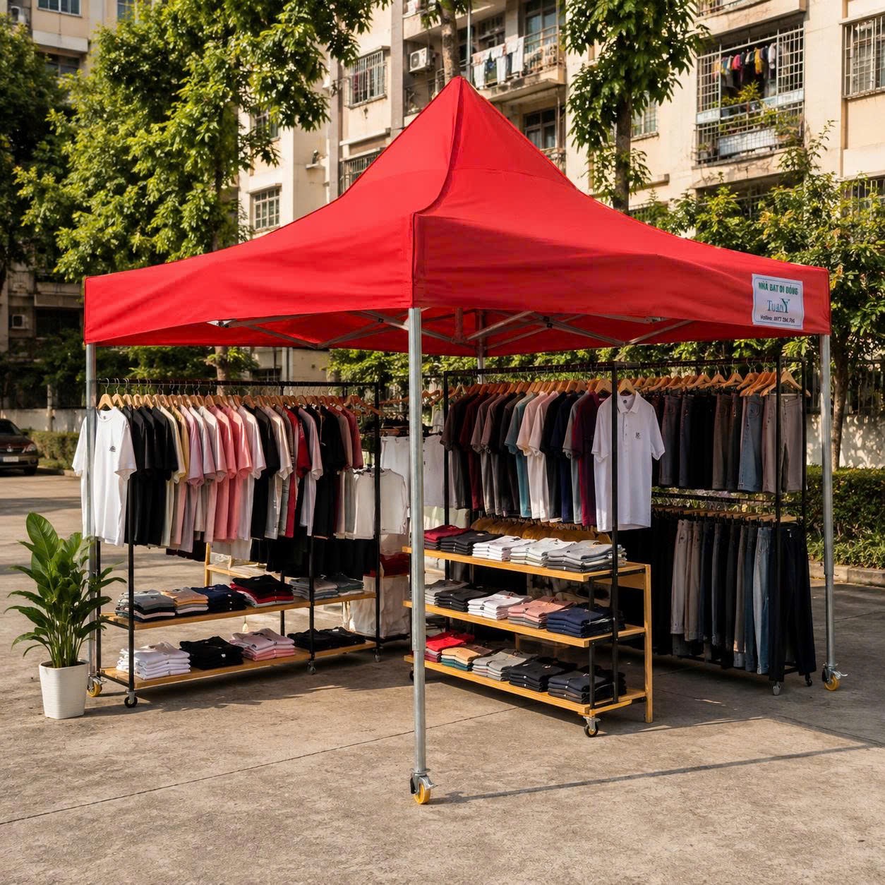 Nhà bạt gấp gọn MK3 khung chân trụ tròn