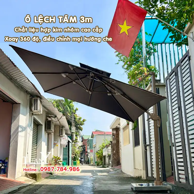 Ô lệch tâm 3m hợp kim nhôm cao cấp xoay 360 độ điều chỉnh mọi hướng che