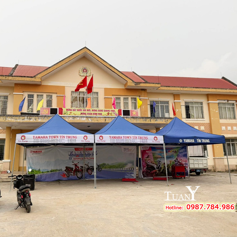 Nhà bạt diện tích 16m vuông 4mx4m dùng tổ chức sự kiện dịch vụ xe máy Yamaha