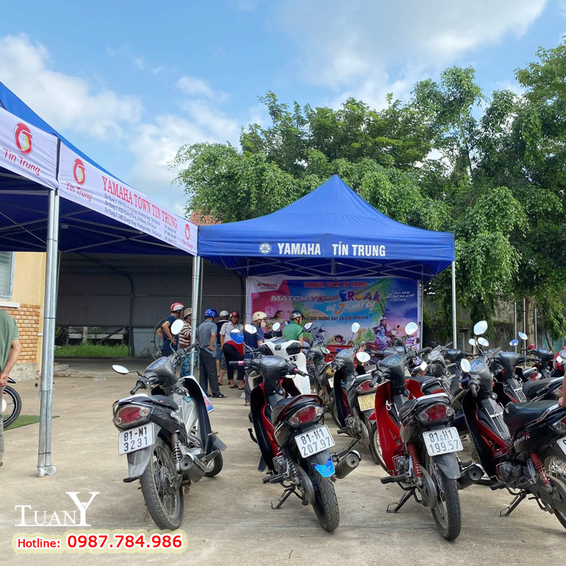 Nhà bạt diện tích 16m vuông không gian rộng lớn tổ chức sự kiện dịch vụ xe máy Yamaha